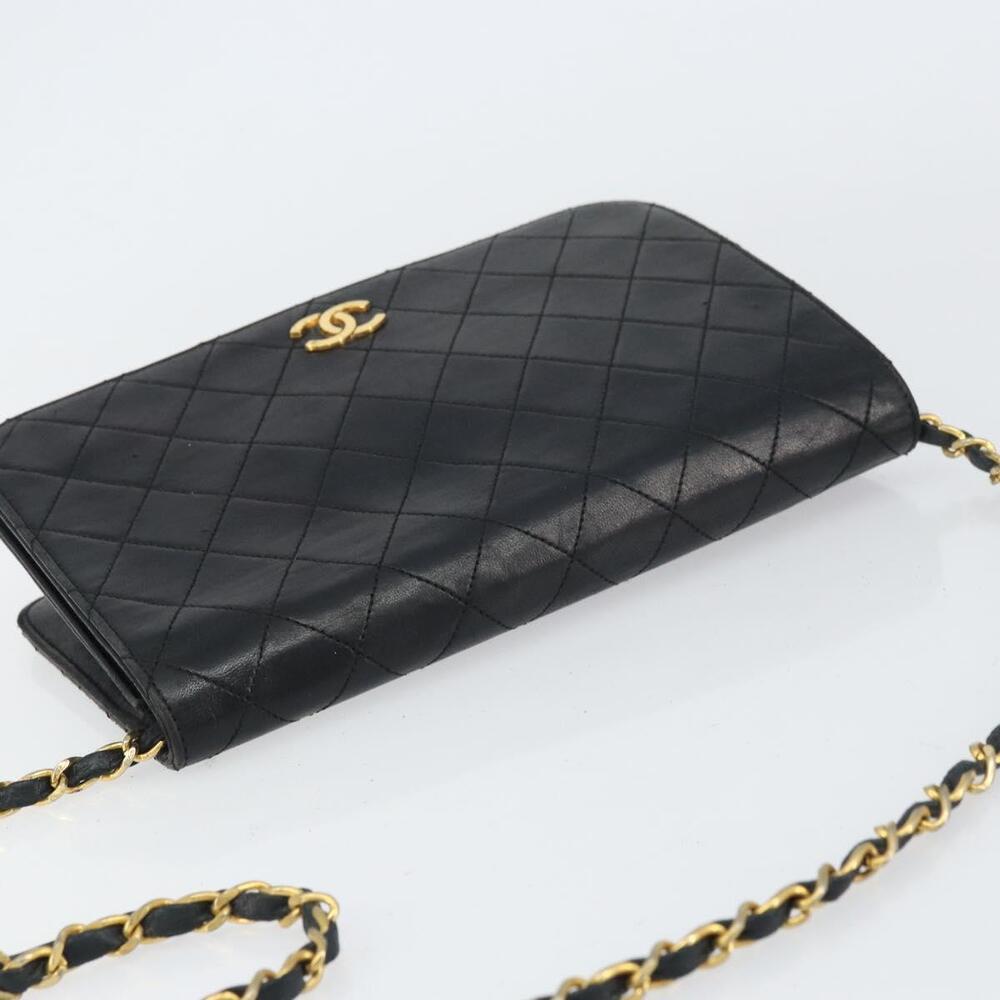 CHANEL Matelasse Chain Shoulder Bag Lamb Skin Black Gold CC Auth bs31513 - Picture 6 of 16